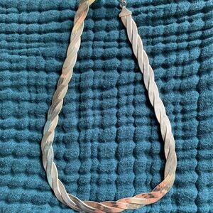 Elegant Sterling Silver Reversible Double Braided Herringbone Necklace